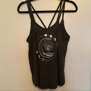 NWT: Third Eye Moon Phases Strappy Tank Top, Dark Grey, Size Medium